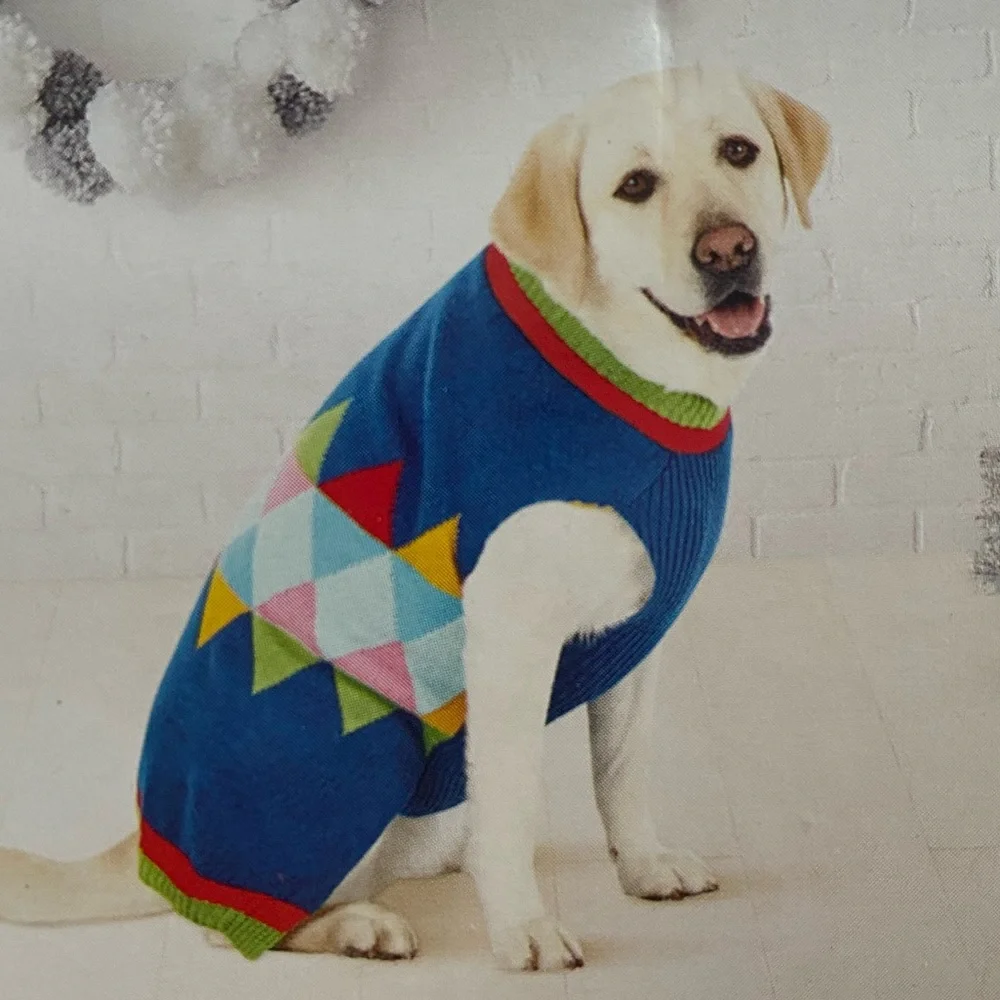 Dog Sweater size‎ XL argyle print